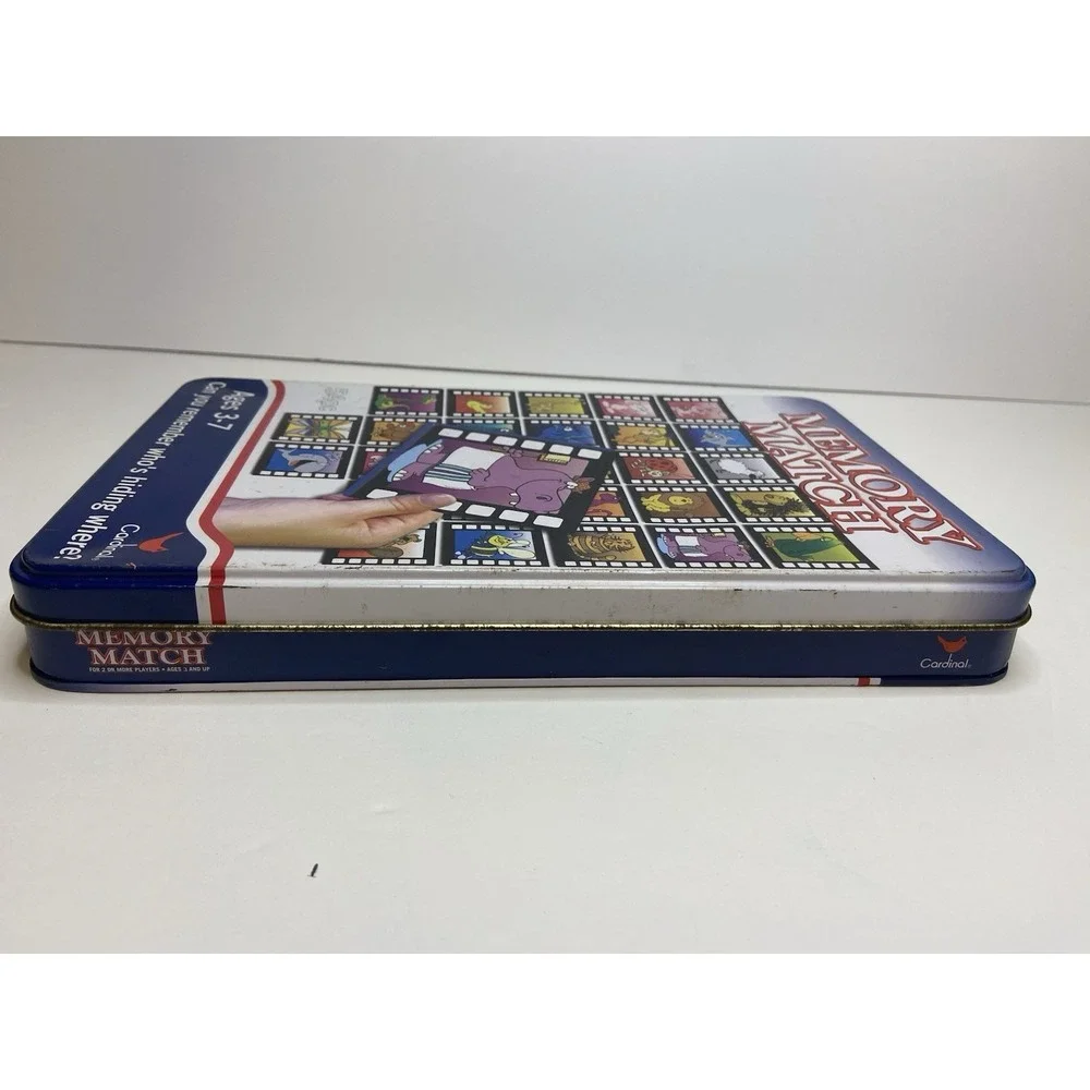Cardinal Memory Match Game Kids Ages 3-7 Animal Film Strip Theme‎ in Metal Tin